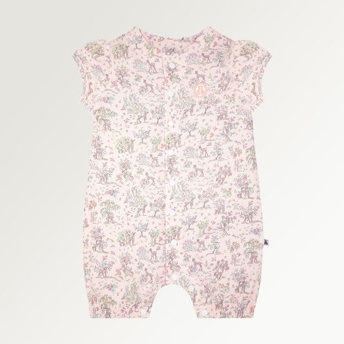 Macacão de Bebê Feminino Curto Algodão Egípcio Liberty Fabrics Floresta - ROSA BEBE
