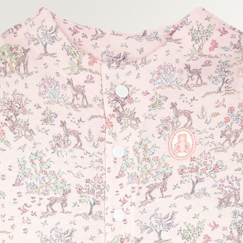 Macacão de Bebê Feminino Curto Algodão Egípcio Liberty Fabrics Floresta - ROSA BEBE