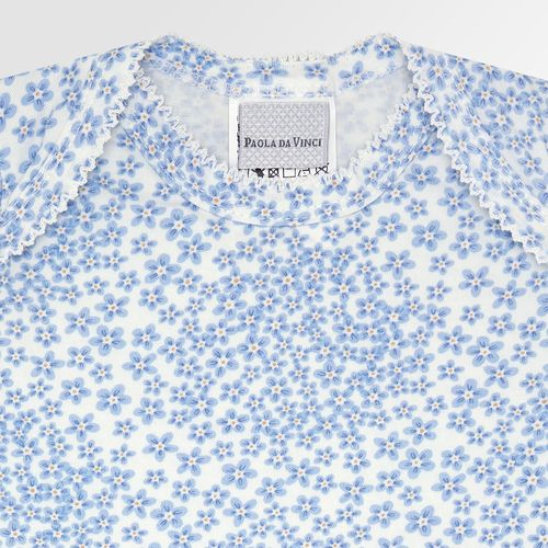 Body de Bebê Feminino Manga Curta Algodão Egípcio Liberty Fabrics Daisy - AZUL