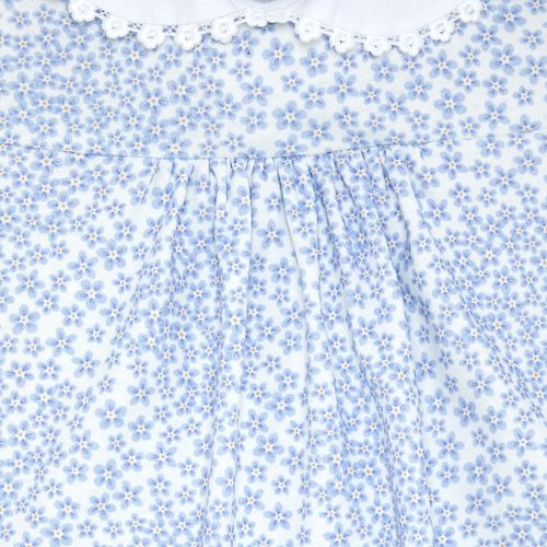 Macacão de Bebê Feminino Curto Algodão Egípcio Liberty Fabrics Daisy - AZUL BEBE