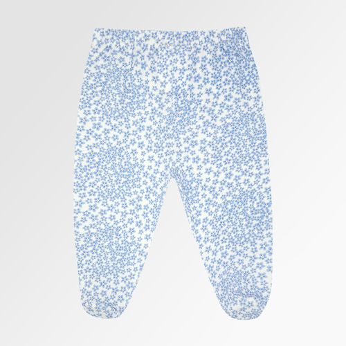 Calçudo de Bebê Feminino Algodão Egípcio com Pé Liberty Fabrics Daisy - AZUL BEBE