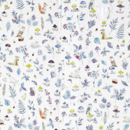 Macacão de Bebê Feminino Longo Algodão Egípcio Liberty Fabrics Jardim - BRANCO