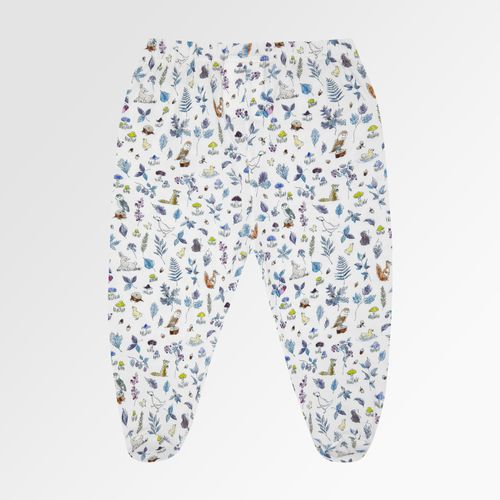 Calçudo de Bebê Feminino Algodão Egípcio com Pé Liberty Fabrics Jardim - BRANCO