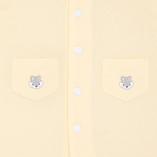 Macacão de Bebê Masculino Longo Bordado Raposa - AMARELO