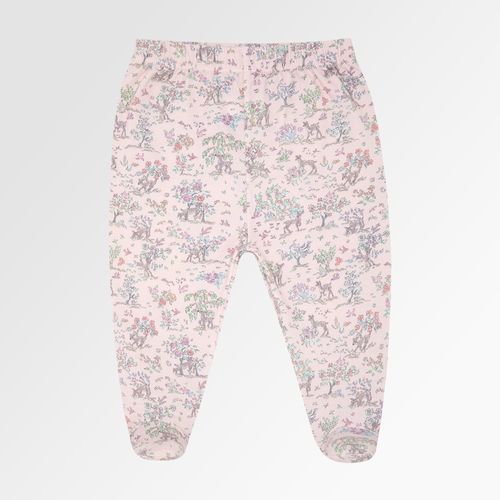 Calçudo de Bebê Feminino Algodão Egípcio com Pé Liberty Fabrics Floresta - ROSA