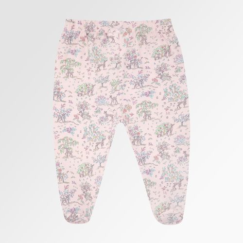 Calçudo de Bebê Feminino Algodão Egípcio com Pé Liberty Fabrics Floresta - ROSA