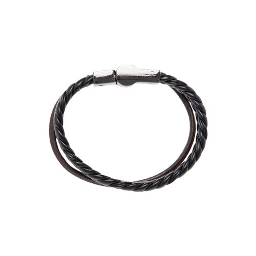 Pulseira de Bebê Masculina Couro Trança Larga e Fina - PRETO/MRM