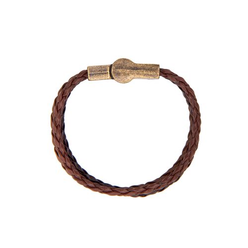 Pulseira de Bebê Masculina Couro Tiras Trançadas - MARROM