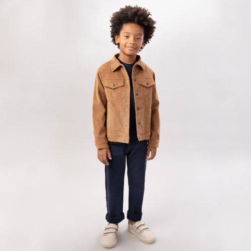 Casaco Infantil Masculino Veludo com Bolsos - OCRE
