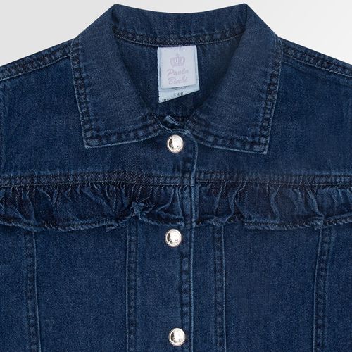 Jaqueta Jeans Infantil Feminina com Babados - AZUL MARINHO