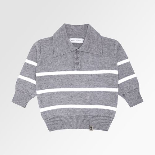 Blusa Tricot de Bebê Masculina Manga Longa Listrada - GRAFITTE/OFF