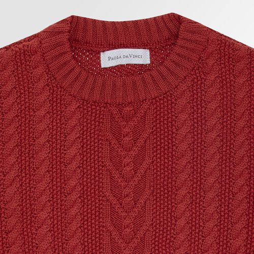 Blusa Tricot Infantil Feminina Ponto Trança Barra Canelada - BRICK