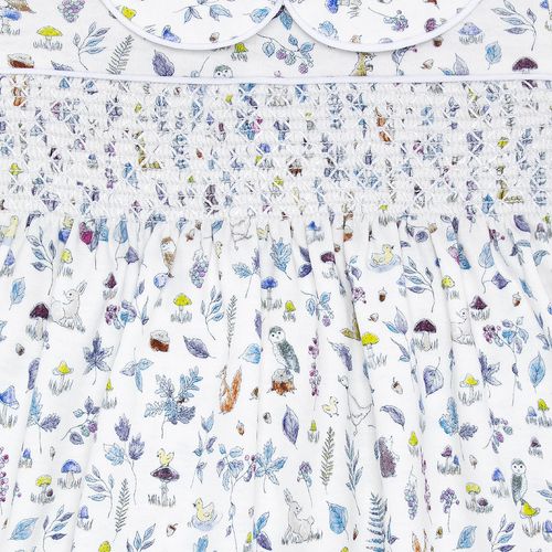 Macacão Vestido de Bebê Feminino Longo Algodão Egípcio Liberty Fabrics Jardim - BRANCO