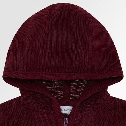 Jaqueta Tricot de Bebê Masculino Capuz com Zíper - VINHO