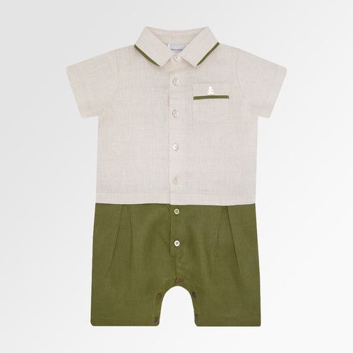 Romper de Bebê Masculino Puro Linho - VERDE