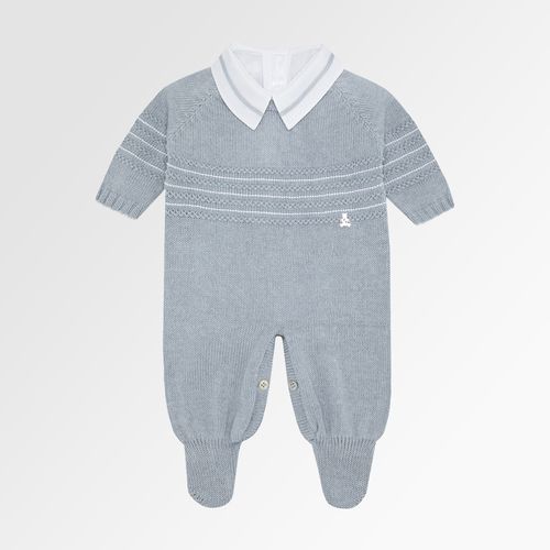 Saída de Maternidade Masculina Completa Tricot com Body - AZUL CLARO