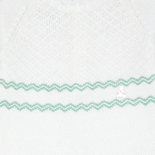 Conjunto de Saída de Maternidade Masculina com Manta Tricot Detalhe Zig Zag - PALHA/VERDE