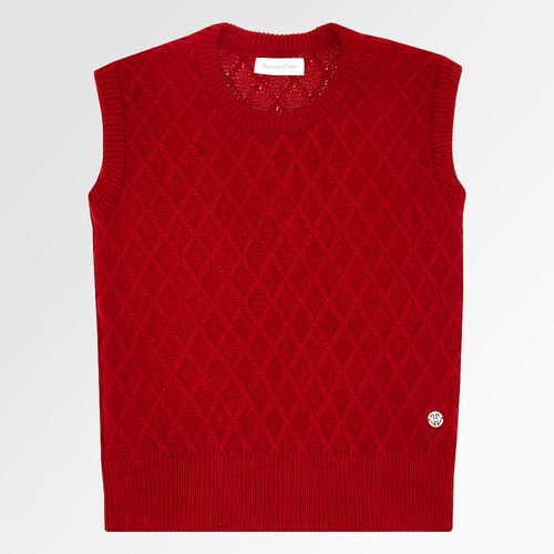 Colete Infantil Feminino Tricot Ponto Aran - BRICK