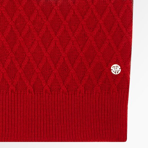 Colete Infantil Feminino Tricot Ponto Aran - BRICK