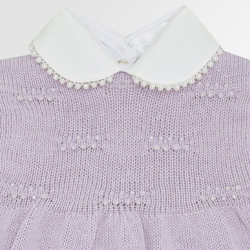 Saída de Maternidade Feminina Completa Tricot com Pérolas - LILAS DEPECHE