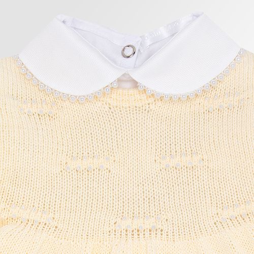 Saída de Maternidade Feminina Completa Tricot com Pérolas - AMARELO