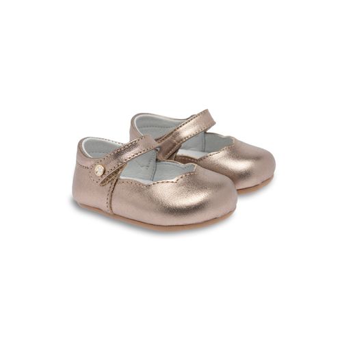 Sapato Boneca de Bebê Feminino Couro Metalizado - DOURADO