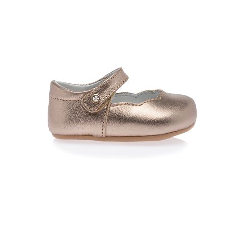 Sapato Boneca de Bebê Feminino Couro Metalizado - DOURADO