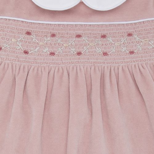 Macacão Vestido de Bebê Feminino Longo Plush Bordado Rococó - ROSE