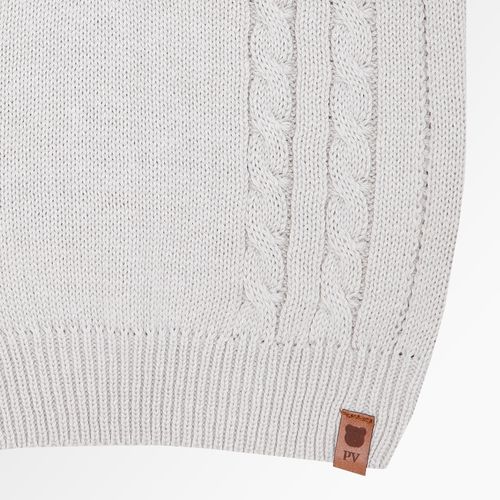 Colete de Bebê Masculino Tricot Decote V com Tranças Laterais - CINZA/NAT