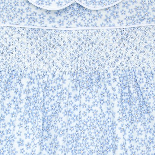 Macacão Vestido de Bebê Feminino Longo Algodão Egípcio Liberty Fabrics Daisy - AZUL
