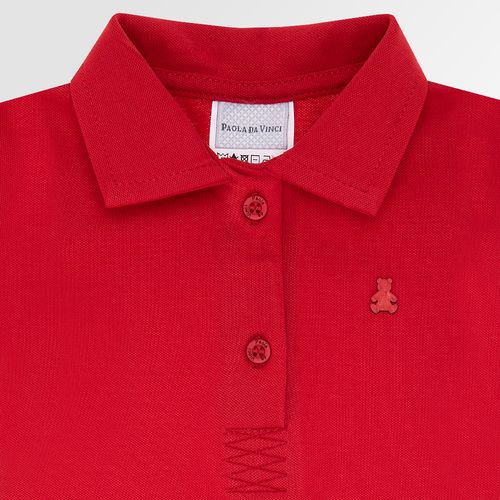 Camiseta Body Polo de Bebê Masculina Manga Curta Piquet Pima - VERMELHO
