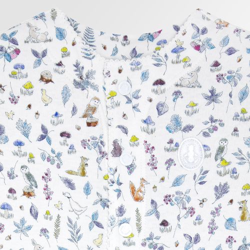 Macacão de Bebê Feminino Curto Algodão Egípcio Liberty Fabrics Jardim - BRANCO