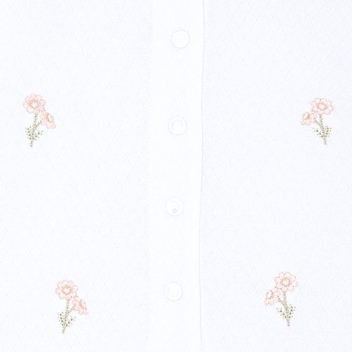 Macacão de Bebê Feminino Longo Dadinho com Bordado Flores - BRANCO