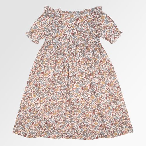 Vestido Infantil Feminino Fustão Estampa Flowers Midi - BEGE