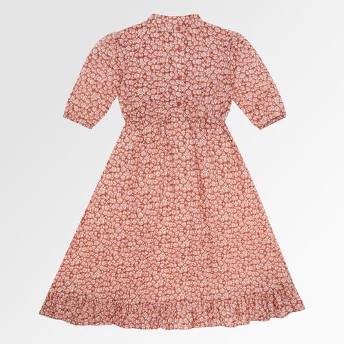 Vestido Infantil Feminino Midi Liberty Fabrics Tana Lawn Fio 60 - LARANJA