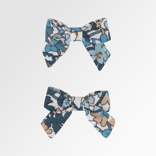 Conjunto de Laços de Cabelo Bebê Feminino Laço Cruzado Fustão Estampas - ESTAMP AZUL