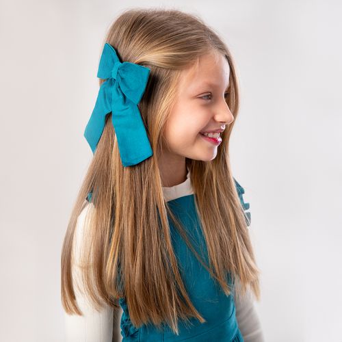 Laço Grande Infantil Feminino Veludo com Ponta Longa - AZUL