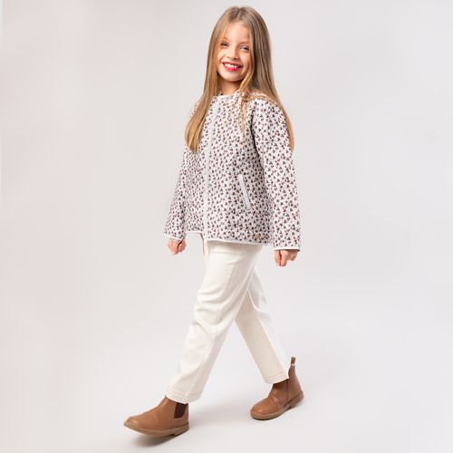 Casaco Infantil Feminino Matelassê Estampa Majestic - OFF WHITE