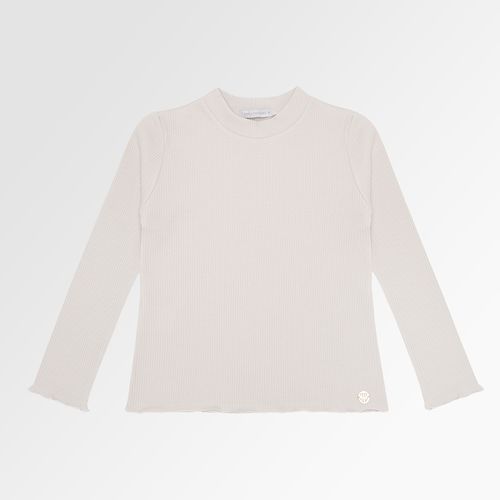Blusa Infantil Feminina Manga Longa com Frufru - OFF WHITE
