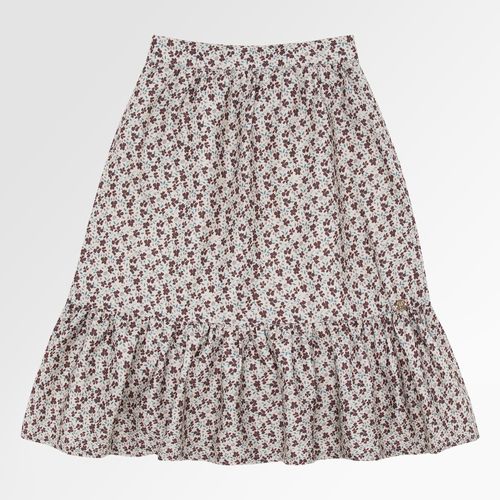 Saia Infantil Feminina Midi Fustão Estampa Majestic - OFF WHITE