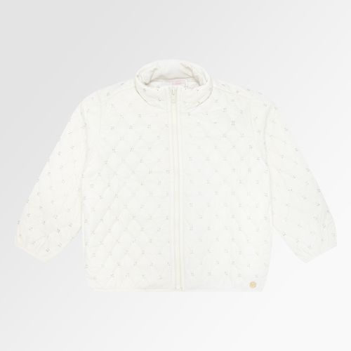 Casaco Infantil Feminino Matelassê com Bordados - OFF WHITE