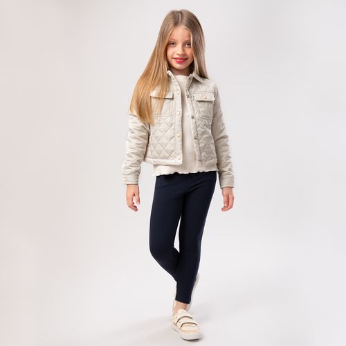 Casaco Infantil Feminino Matelassê Losango com Bolsos - CRU