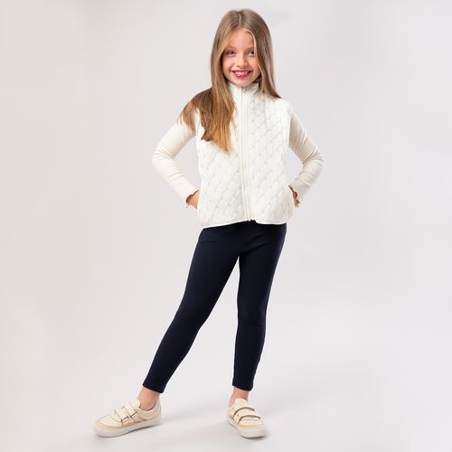Colete Infantil Feminino Matelassê com Bordados - OFF WHITE
