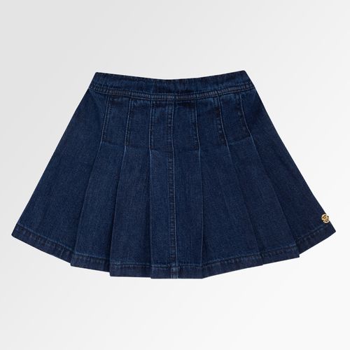 Saia Infantil Feminina Jeans com Pregas - AZUL MARINHO