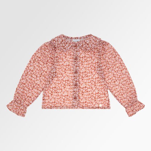 Bata Infantil Feminina Manga Longa Liberty Fabrics Tana Lawn Fio 60 com Babados - ESTAMPADO