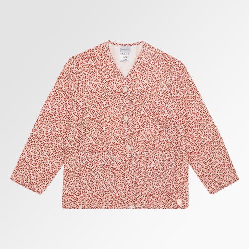 Casaco Infantil Feminino Matelassê Estampa Leaves - BEGE