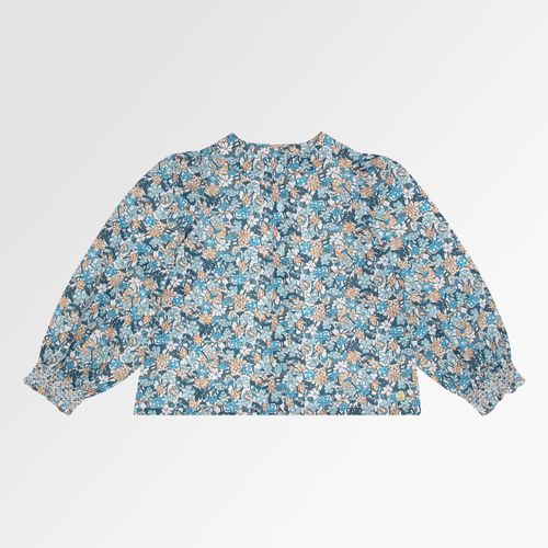 Bata Infantil Feminina Manga Longa Algodão Egípcio Fio 60 Estampa Royals - AZUL MARINHO