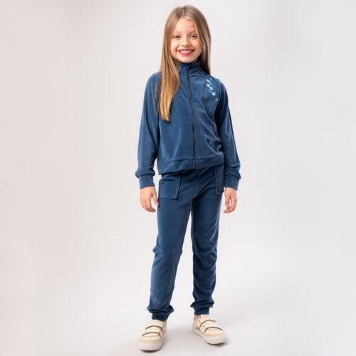 Conjunto Infantil Feminino Plush com Bordado - AZUL JEANS