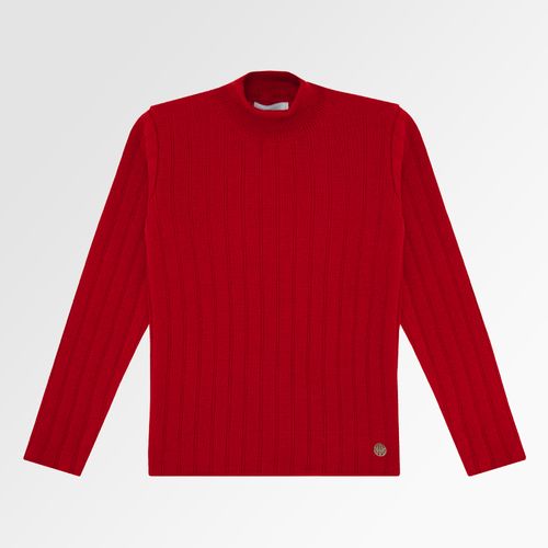 Blusa Tricot Infantil Feminina Manga Longa Gola Alta Canelada - BRICK
