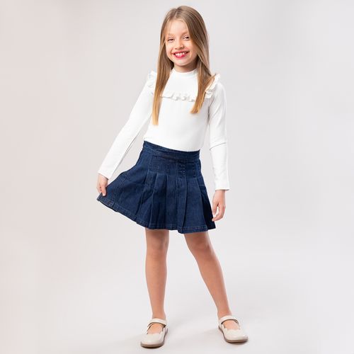 Blusa Infantil Feminina Manga Longa Malha - OFF WHITE